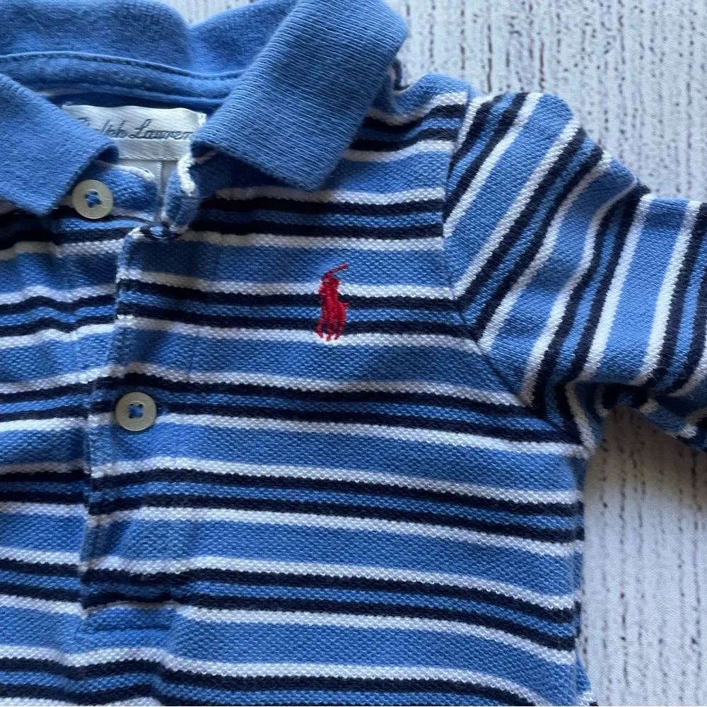 Ralph Lauren Blue Striped Long Sleeve Romper size 3 months